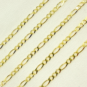 14K Solid Yellow Gold Figaro Chain by Foot